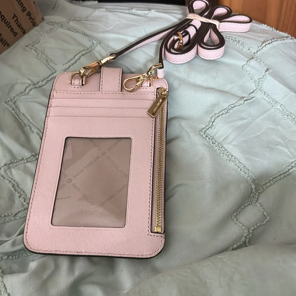 Michael Kors White Leather Phone Holster with Adjustable Strap